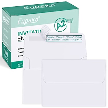 Eupako A2 White Paper Envelopes 100 Pack 4375x575 Invitation Envelopes Self Seal for RSVP Wedding Thank you Notes Greeting Cards Photos Announcements