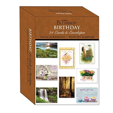 Shared Blessings 24 Birthday Cards with King James Version Scripture Religious Blessings Boxed Card Assortment with Envelopes