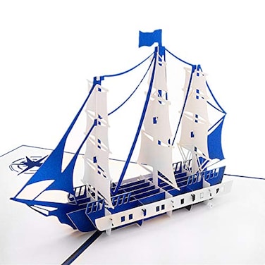 the love 2Pack Sailing Boat Pop Up Cards Greeting Cards for Men and Boys Congratulation for Special Day Fathers Day Valentines Day Birthday or Wedding with Envelope Navy