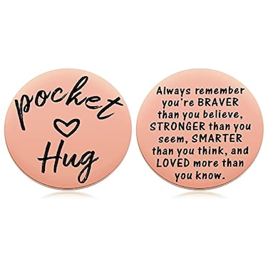 MIXJOY 2Sided Pocket Hug Token You Are Braver Than You Believe Isolation Lockdown Social Distancing Love Gift Miss You Note 15 Rose Gold