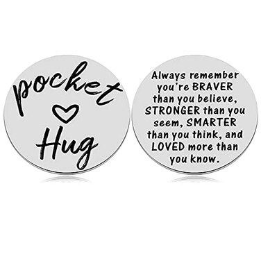MIXJOY 2Sided Pocket Hug Token You Are Braver Than You Believe Isolation Lockdown Social Distancing Love Gift Miss You Note 15 Silver