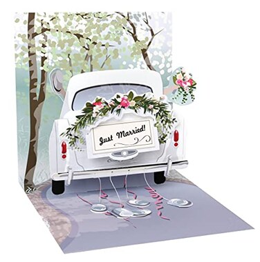 Up With 3D Pop Up Greeting card WEDDING CAR