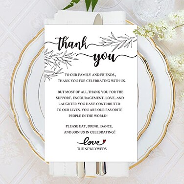 EKSPLODI 50 Wedding Thank You Place Setting Cards Wedding Reception Thank You Cards Table Centerpieces and Wedding Decorations Bridal Engagement Anniversary 4x6