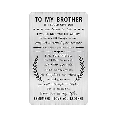 Alotozo Grateful Gifts for Brother Remember I Love You Gift for Brother Engraved Wallet Card Inserts to My Brothers