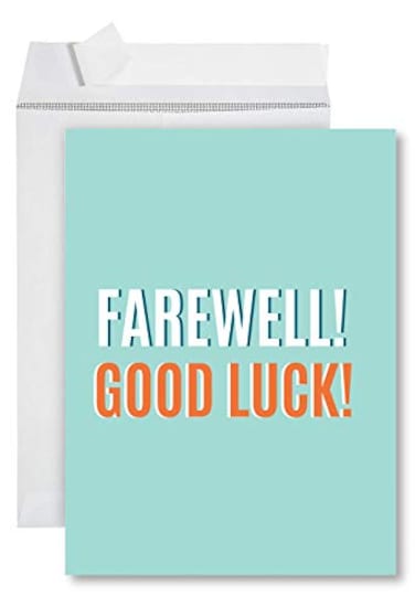 Andaz Press Funny Jumbo Farewell Card With Envelope 85 x 11 inch Office Card Farewell Good Luck Diamond Blue 1Pack Includes Envelope