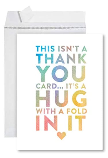 Andaz Press Funny Jumbo Thank You Card With Envelope 85 x 11 inch Big Greeting Card Hug With A Fold In It 1Pack Huge Large Group Greeting Card Includes Envelope Large Thank You Card