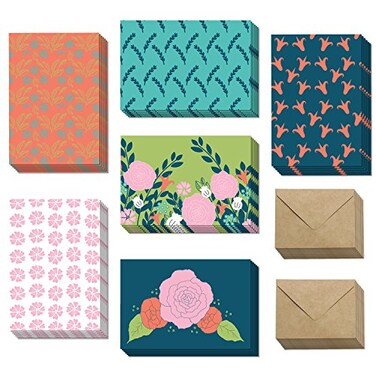 Barcaloo Blank Cards with Envelopes 36 Pack 4 Inch x 6 Inch Blank Greeting Cards Assortment for All Occasions Six Unique Flower Designs