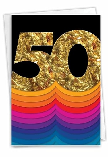 The Best Best Card Co 1 Birthday Card for 50 Year Old Man with Envelope Bold Gold Milestones 50 Bold Milestones 50 C6110CMBG