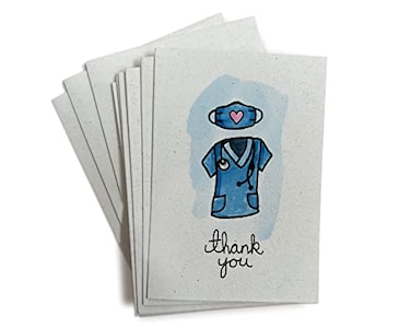 Sugartown Greetings Blue Scrubs Thank You Cards 24 Greeting Cards with Envelopes Notecards for Nurses Doctors Healthcare Workers