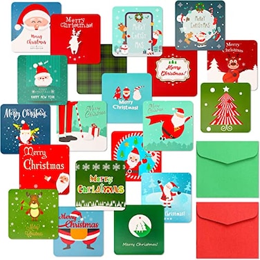 Crtiin 300 Set Mini Christmas Cards with Envelopes for Kids Tiny Holiday Greeting Assortment Small Christmas Cards with 300 EnvelopesCute
