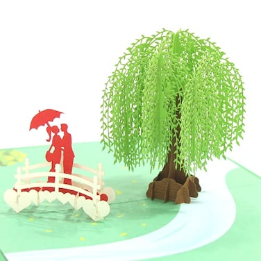 CUTE POPUP 3D Pop up Card Romantic Willow Tree Design for Valentines Day Anniversary Wedding Unique Love Greeting Card for Wife Her with Blank Envelope 46x7