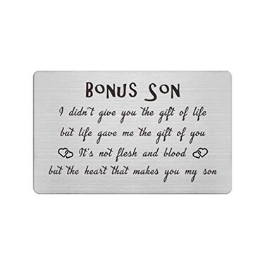 FALOGIJE Stepson Gifts from Stepmom Stepdad Step Son Birthday Card Adoption Gifts