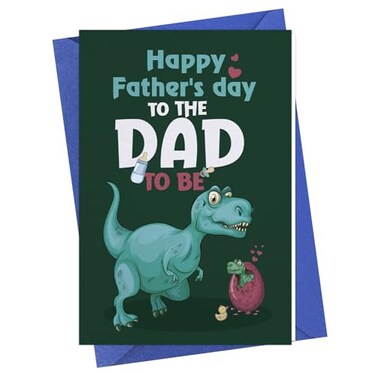 FLYAB Funny First Fathers Day Card Dinosaur Happy 1st Fathers Day Card with Envelope Gift for First Time Dad New Dad Daddy Father to Be from Baby