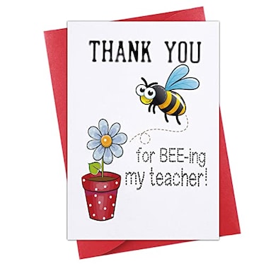 FLYAB Teacher Appreciation Card Thank You for Beeing My Teacher Card with Envelope from Student Teachers Appreciation Retirement Gifts for Women Men Teachers