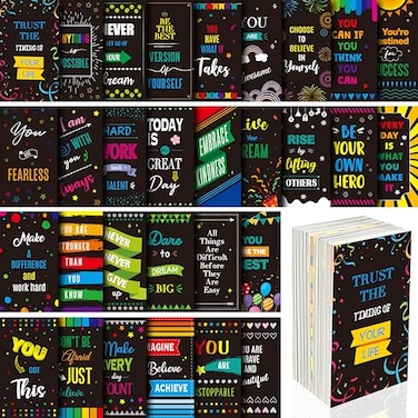Gethelud 120 PCS Motivational Cards 30 Designs Inspirational Cards with PET Film for Primary Middle High Reading Students Book Lovers 2 x 35
