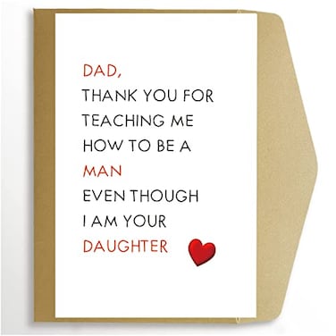 Goroar Funny Fathers Day Card from Daughter Dad Birthday Card Hilarious Fathers Day Card Dad Thank You for Teaching Me How to Be A Man