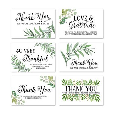 Hadley Designs 24 Foliage Sympathy Thank You Cards Envelopes Greenery Bereavement Funeral Thank You Note Condolence Gratitude Supplies Boho Personalized Religious Military Memorial With Message