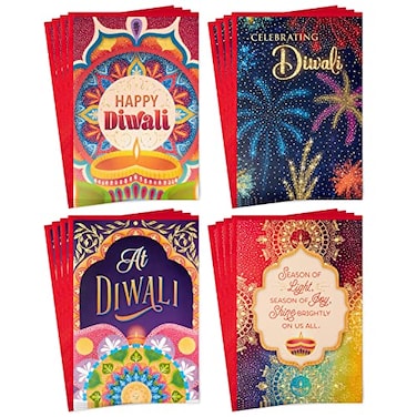 Hallmark Golden Thread Diwali Card Assortment Happy Diwali 16 Cards with Envelopes