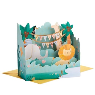 Hallmark Paper Wonder Baby Shower Pop Up Card Jungle Animals for Gender Reveals New Parents Congratulations