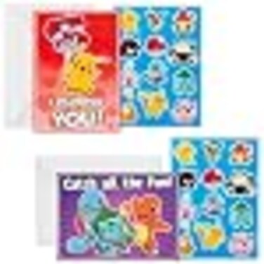 Hallmark Pokmon Valentines Day Cards With Stickers Fun Assorted Pack of 24 Cards with Envelopes