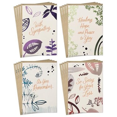 Hallmark Sympathy Card Assortment 16 Cards with Envelopes 4 Designs Minimalist Nature