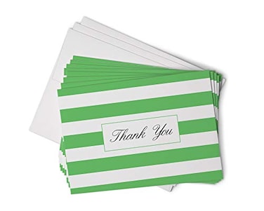 Hill Valley Greetings Green Striped Thank You Cards 48 Classic Note Cards with Envelopes Perfect for Special Events Businesses
