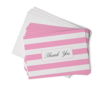 Hill Valley Greetings Pink Striped Thank You Cards 48 Classic Note Cards with Envelopes Perfect for Special Events Businesses
