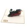 Cute Star HLXFF3 Retro Train 3D Pop Up Greeting Cards with Envelope Gift for Fathers Day Thanksgiving Day Birthday Best Wish Good Luck Wedding Invitation Congratulation Gold Cover