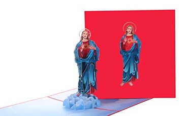 iGifts And Cards Jesus Christ Blessing PopUp Card 6 x 6 Inspirational Religious Christian Greeting for Baptism Communion Confirmation Easter Birthday Prayer Keepsake with Envelope