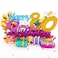Liif Happy 80th Birthday Pop Up Card 80th Birthday Card For Women Men Mom Dad With Message Note Envelop Size 8 X 6 Inch