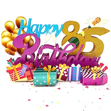 Liif Happy 85th Birthday Pop Up Card 85 Birthday Card For Women Men Mom Dad Balloon Celebration With Message Note Envelop Size 8 x 6 Inch