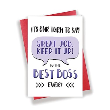 Longkado Funny Thank You Boss Day Card Best Boss Ever Appreciate Birthday Card for Boss Manager Leader