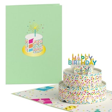 Lovepop Sprinkles Birthday Cake Pop Up Card 3D Colorful Cake Greeting Card for Her Him Kids Friend Birthday 5x7 with Envelope
