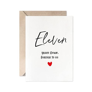 MAGJUCHE 11th Anniversary Card Eleven Years Down Forever To Go Romantic Valentines Day Wedding Card For Husband Wife
