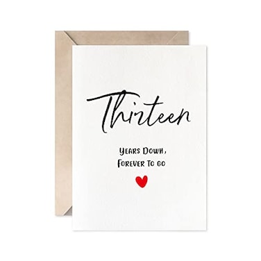 MAGJUCHE 13th Anniversary Card Thirteen Years Down Forever To Go Romantic Valentines Day Wedding Card For Husband Wife