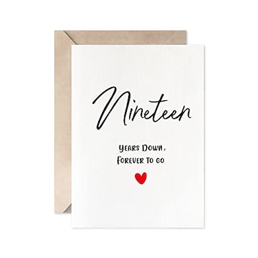 MAGJUCHE 19th Anniversary Card Nineteen Years Down Forever To Go Romantic Valentines Day Wedding Card For Husband Wife