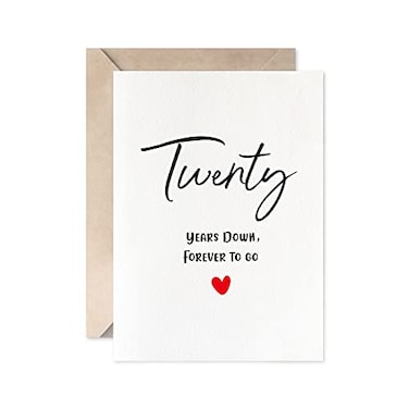 MAGJUCHE 20th Anniversary Card Twenty Years Down Forever To Go Romantic Valentines Day Wedding Card For Husband Wife