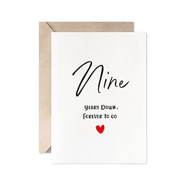 MAGJUCHE 9th Anniversary Card Nine Years Down Forever To Go Romantic Valentines Day Wedding Card For Husband Wife