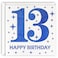 MAGJUCHE Blue 13th Birthday Card Laser Cut Glitter Girl Boy Age 13 Gift For Daughter Son