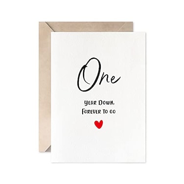 MAGJUCHE First Year Anniversary Card One Year Down Forever To Go Romantic 1st Valentines Day Wedding Card For Husband Wife