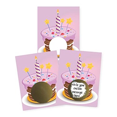 My Scratch Make Your Own DIY Scratch Off ScratchNotes 20 Pack 3x4 Note Cards Stickers Teacher Rewards Pink Birthday Cake Design