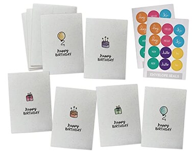Sugartown Greetings Minimalist Happy Birthday Note Cards Set 24 Blank Greeting Cards with Envelopes Colorful Seals