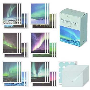Monolike Daybyday Card Aurora Mix 36 Mini Single cards 36 envelopes 36 stickers Package