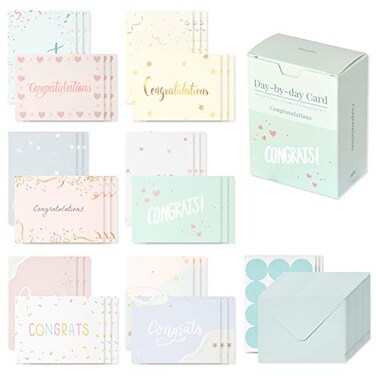 Monolike Daybyday Card Congratulations Mix 36 Mini Single cards 36 envelopes 36 stickers Package