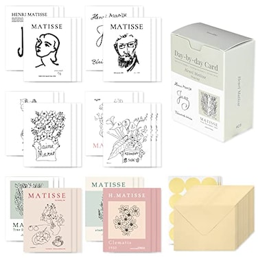 Monolike Daybyday Card Henri Matisse Drawing Mix 36 Mini Single cards 36 envelopes 36 stickers Package