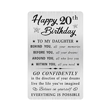 MOQIYXL 20th Birthday Card for Daughter 20 Year Old Gifts for Daughter Engraved Wallet Card