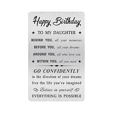 MOQIYXL Daughter Birthday Card Happy Birthday Daughter Gifts Ideas Small Engraved Wallet Card