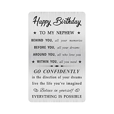MOQIYXL Nephew Birthday Card Happy Birthday Nephew Gifts Ideas Small Engraved Wallet Card