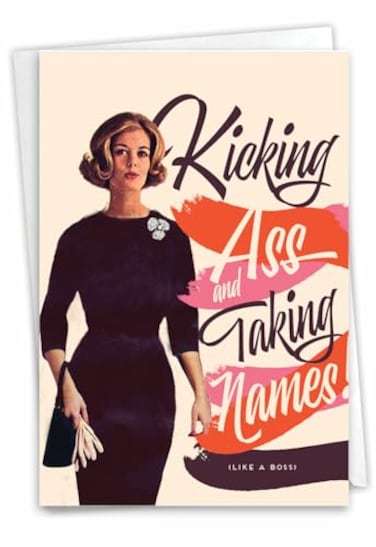 NobleWorks 1 Funny All Occasion Card for Women Blank Humor Notecard with Envelope Taking Names C6679OCB