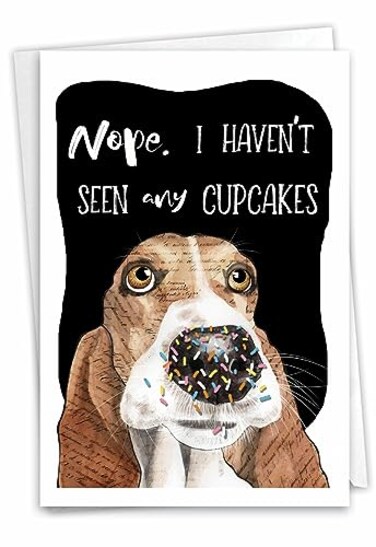 NobleWorks 1 Funny Puppy Birthday Card for Women and Men wEnvelope Cute Dog Antics Sprinkle Nose C3639ABDG